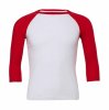 Unisex 34 Sleeve Baseball T-Shirt Kleur White-Red