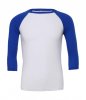 Unisex 34 Sleeve Baseball T-Shirt Kleur White-True Royal