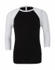 Unisex 34 Sleeve Baseball T-Shirt Kleur Black-White