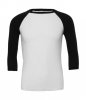 Unisex 34 Sleeve Baseball T-Shirt Kleur White-Black