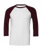 Unisex 34 Sleeve Baseball T-Shirt Kleur White-Maroon