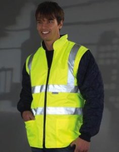 Hi-Vis Quilted Jacket with Zip-Off Sleeves